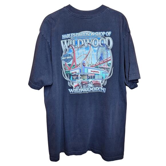 Harley Davidson vintage double sided graphic tee Mens XL Y2K Flaming engine fire - Picture 2 of 6